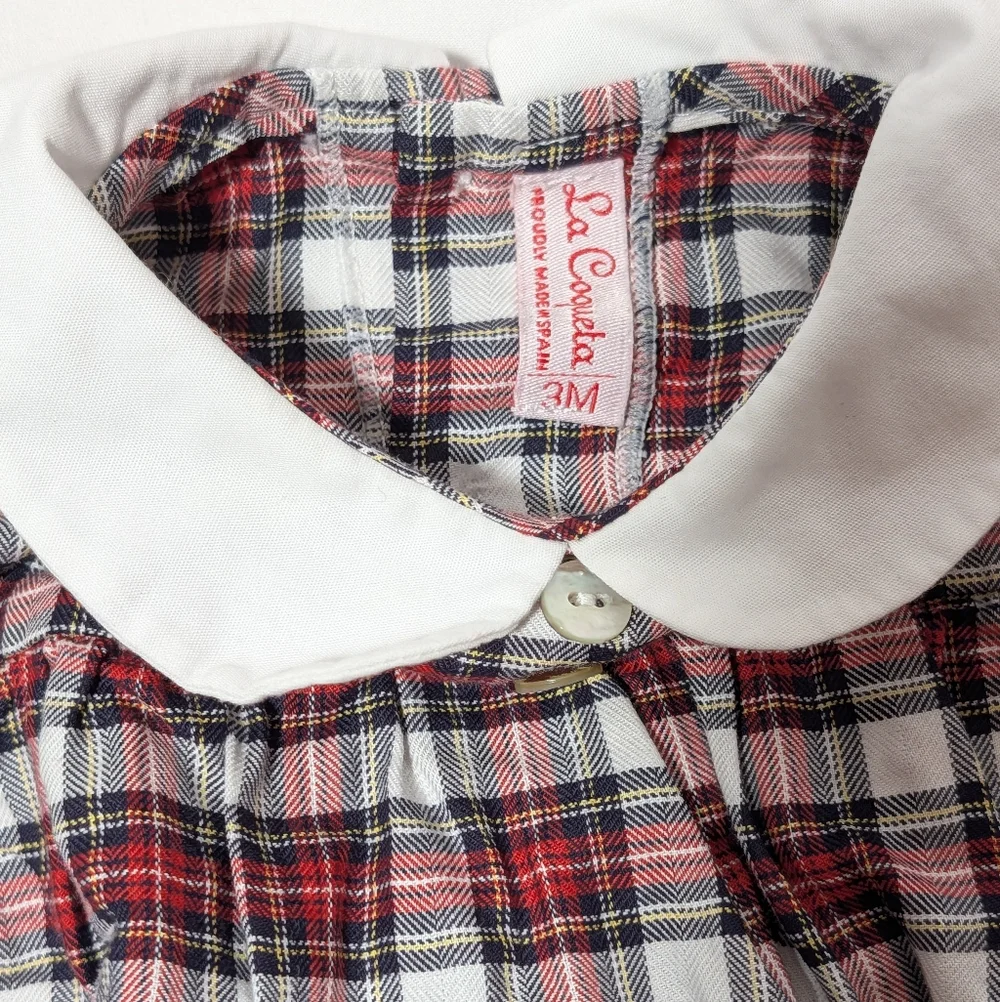 La Coqueta Baby Plaid Peter Pan Collar Blouse 3M